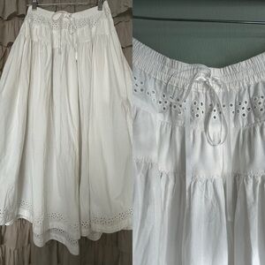 Free people Eyelet Cotton Midi Skirt - White